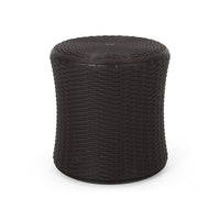 Lifo Outdoor Table, Hidden Storage, 19 Inch, Brown Woven Polypropylene - BM327007