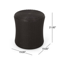 Lifo Outdoor Table, Hidden Storage, 19 Inch, Brown Woven Polypropylene - BM327007