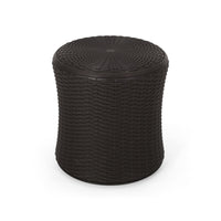 Lifo Outdoor Table, Hidden Storage, 19 Inch, Brown Woven Polypropylene - BM327007