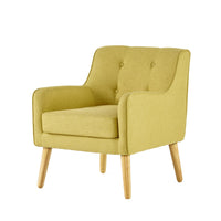 Tilo Accent Armchair, Modern Yellow Fabric, Splayed Birch Wood Legs - BM327008
