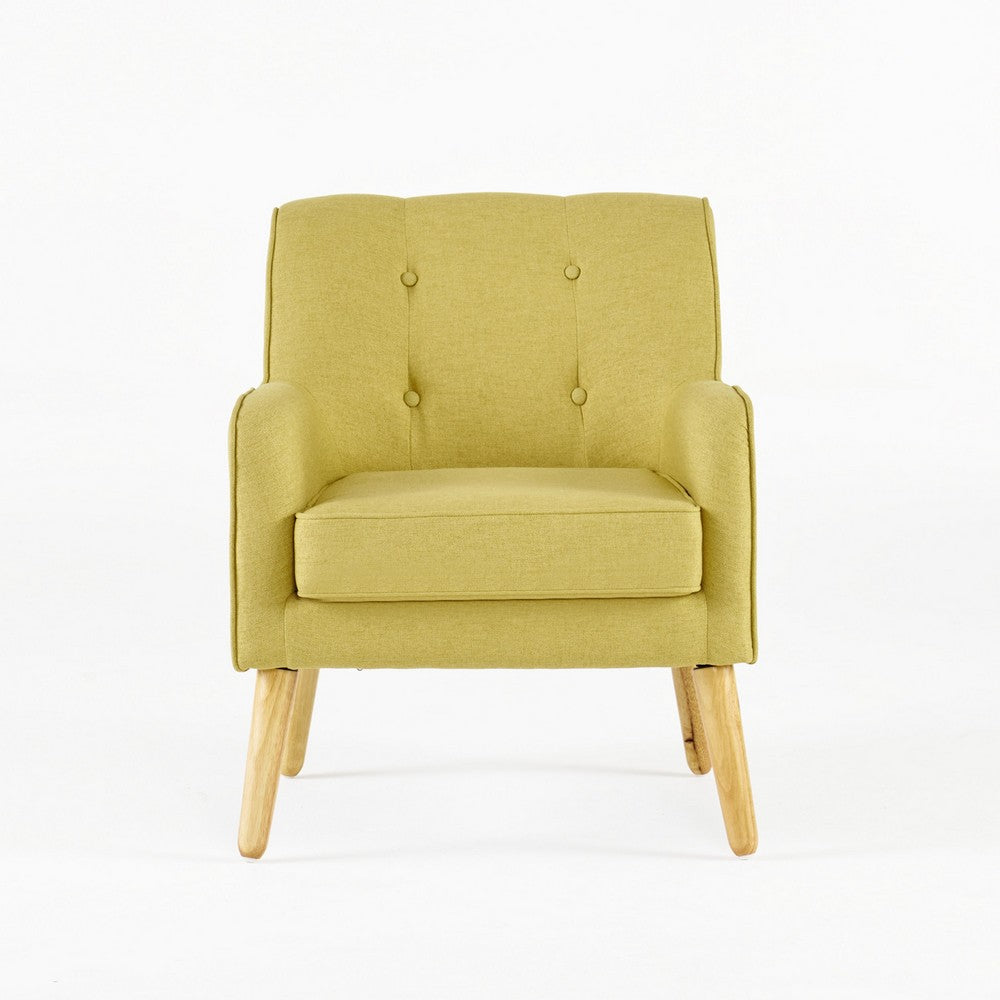 Tilo Accent Armchair, Modern Yellow Fabric, Splayed Birch Wood Legs - BM327008