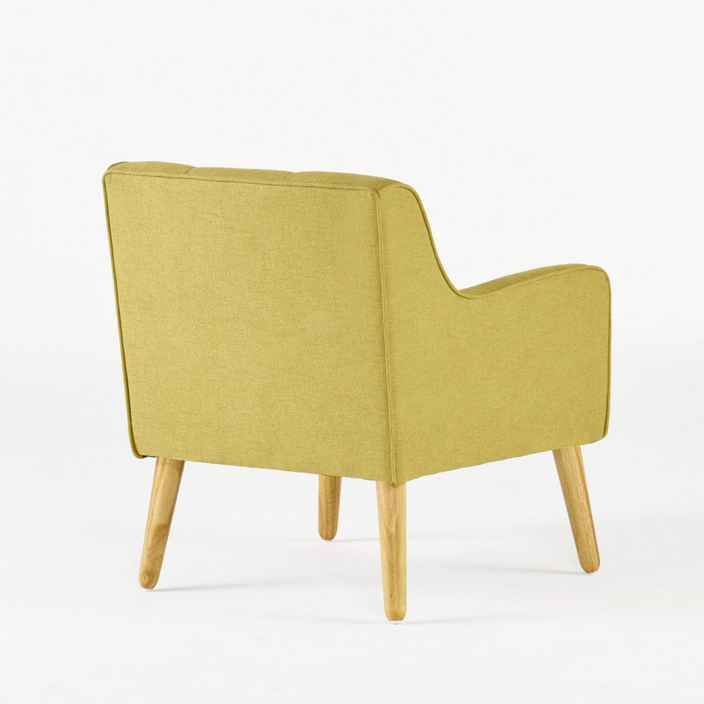 Tilo Accent Armchair, Modern Yellow Fabric, Splayed Birch Wood Legs - BM327008