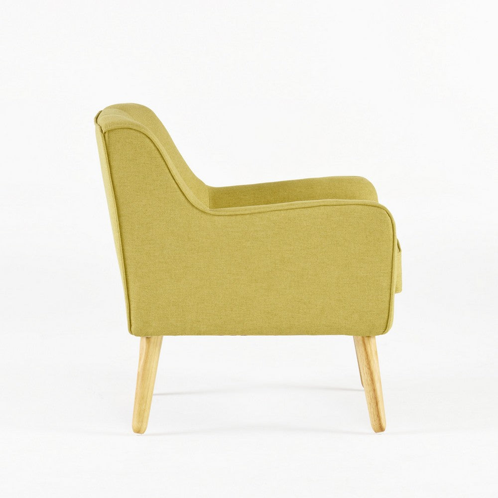 Tilo Accent Armchair, Modern Yellow Fabric, Splayed Birch Wood Legs - BM327008