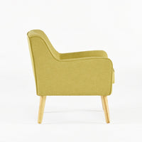 Tilo Accent Armchair, Modern Yellow Fabric, Splayed Birch Wood Legs - BM327008