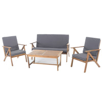 Namm 4pc Outdoor Table, Chairs, Loveseat Set, Brown Acacia Wood, Gray - BM327010