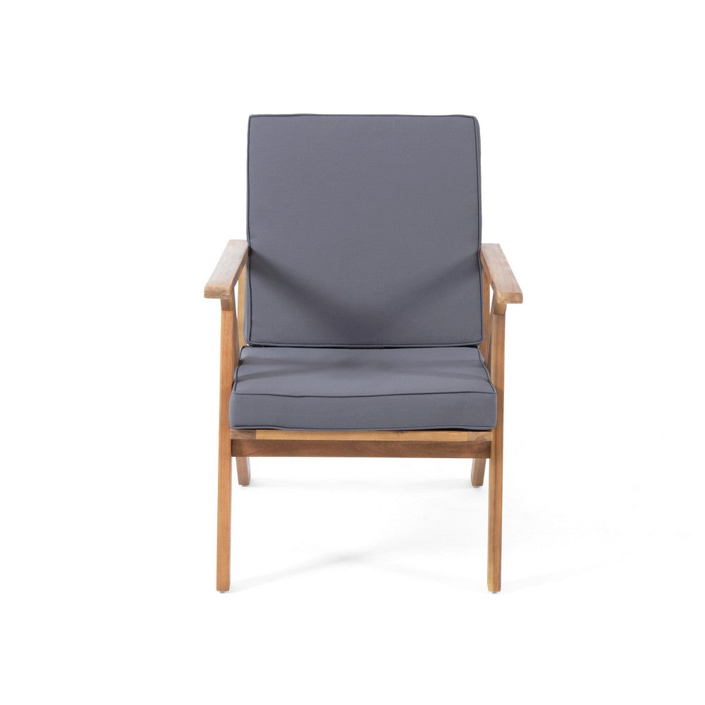 Namm 4pc Outdoor Table, Chairs, Loveseat Set, Brown Acacia Wood, Gray - BM327010