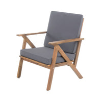 Namm 4pc Outdoor Table, Chairs, Loveseat Set, Brown Acacia Wood, Gray - BM327010