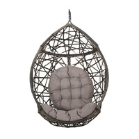 Tubo Outdoor Hanging Basket Chair, Egg Shape, Gray Rattan Woven - BM327011