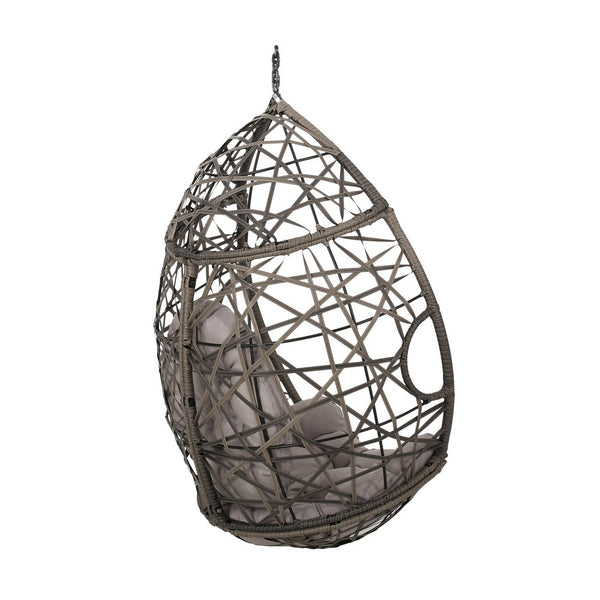 Tubo Outdoor Hanging Basket Chair, Egg Shape, Gray Rattan Woven - BM327011