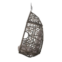 Tubo Outdoor Hanging Basket Chair, Egg Shape, Gray Rattan Woven - BM327011