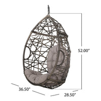 Tubo Outdoor Hanging Basket Chair, Egg Shape, Gray Rattan Woven - BM327011