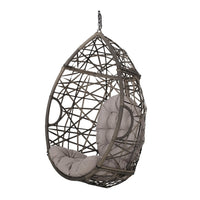Tubo Outdoor Hanging Basket Chair, Egg Shape, Gray Rattan Woven - BM327011