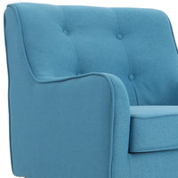 Tilo Accent Lounge Armchair, Blue Fabric, Splayed Birch Wood Legs - BM327012