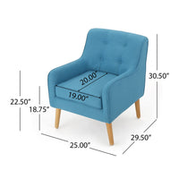 Tilo Accent Lounge Armchair, Blue Fabric, Splayed Birch Wood Legs - BM327012