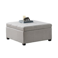 Jyan Square Ottoman, Hidden Storage, 35 Inch, Gray Fabric, Birch Wood - BM327014