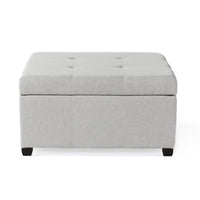 Jyan Square Ottoman, Hidden Storage, 35 Inch, Gray Fabric, Birch Wood - BM327014
