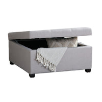 Jyan Square Ottoman, Hidden Storage, 35 Inch, Gray Fabric, Birch Wood - BM327014