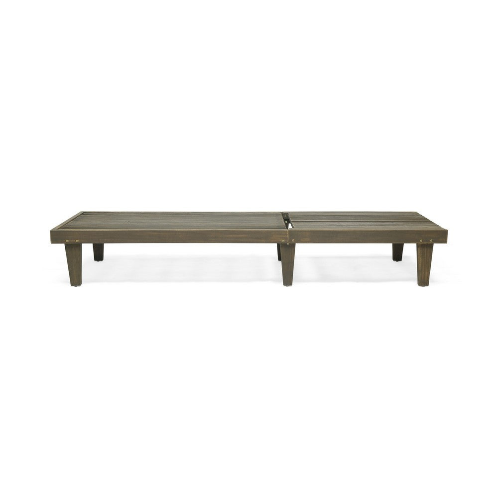 Pina Outdoor Chaise Lounger, 79 Inch, Dark Gray Slatted Acacia Wood - BM327016