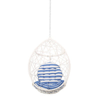 Kiwi Hanging Basket Chair w Chain, Egg Shape, Rattan Weaving, White - BM327020