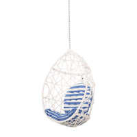 Kiwi Hanging Basket Chair w Chain, Egg Shape, Rattan Weaving, White - BM327020