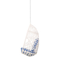 Kiwi Hanging Basket Chair w Chain, Egg Shape, Rattan Weaving, White - BM327020