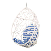 Tubo Hanging Basket Chair, Egg Shape, Rattan Woven, White - BM327021