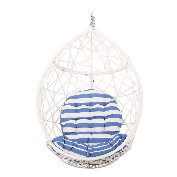 Tubo Hanging Basket Chair, Egg Shape, Rattan Woven, White - BM327021