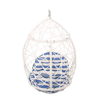 Tubo Hanging Basket Chair, Egg Shape, Rattan Woven, White - BM327021