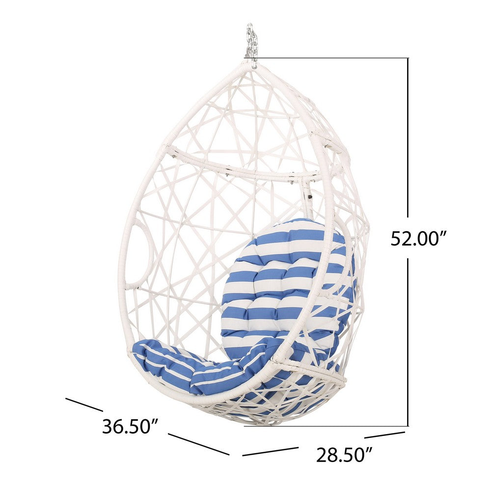 Tubo Hanging Basket Chair, Egg Shape, Rattan Woven, White - BM327021