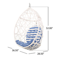 Tubo Hanging Basket Chair, Egg Shape, Rattan Woven, White - BM327021