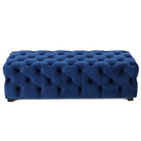 Puro Ottoman Bench, 51 Inch, Button Tufted, Plush Navy Blue Velvet - BM327022