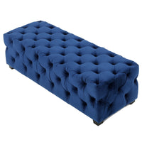 Puro Ottoman Bench, 51 Inch, Button Tufted, Plush Navy Blue Velvet - BM327022