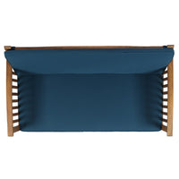 Gerry Outdoor Loveseat, Slat Panel Design, 53 Inch, Blue Cushions - BM327023