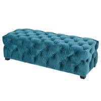 Puro Ottoman Bench, 51 Inch, Button Tufted, Plush Teal Blue Velvet - BM327024