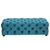 Puro Ottoman Bench, 51 Inch, Button Tufted, Plush Teal Blue Velvet - BM327024