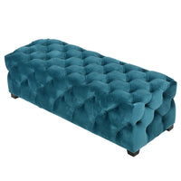 Puro Ottoman Bench, 51 Inch, Button Tufted, Plush Teal Blue Velvet - BM327024