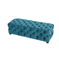 Puro Ottoman Bench, 51 Inch, Button Tufted, Plush Teal Blue Velvet - BM327024