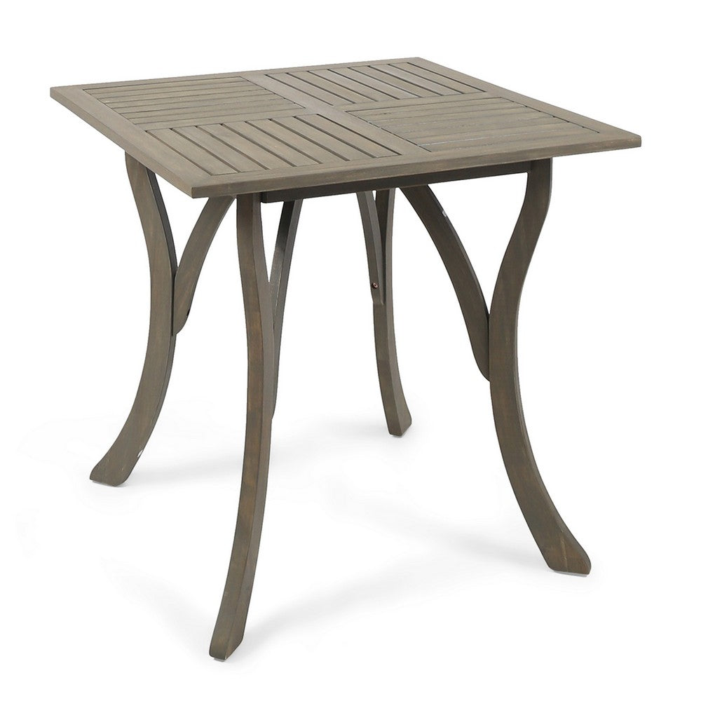 Olen Outdoor Dining Table, Slat Panel Top, 33 Inch, Brown Acacia Wood - BM327027