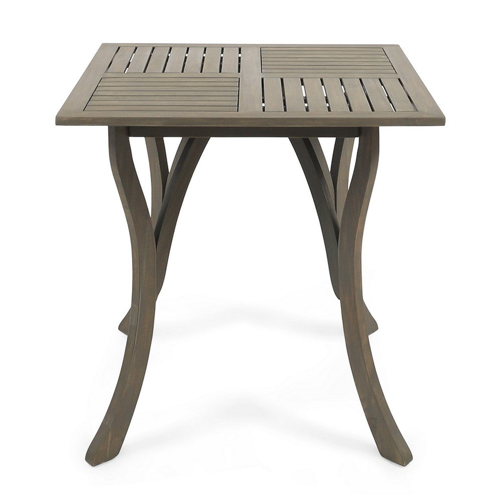 Olen Outdoor Dining Table, Slat Panel Top, 33 Inch, Brown Acacia Wood - BM327027