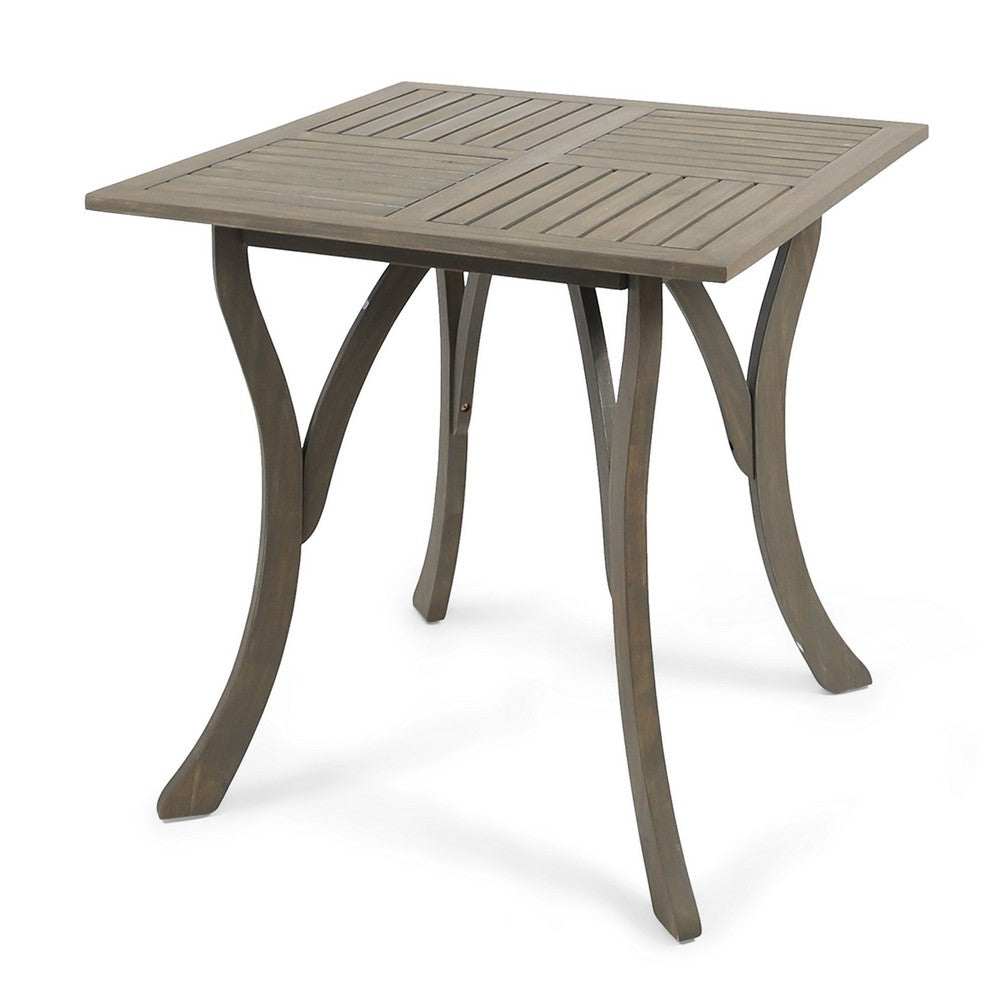 Olen Outdoor Dining Table, Slat Panel Top, 33 Inch, Brown Acacia Wood - BM327027