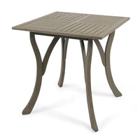 Olen Outdoor Dining Table, Slat Panel Top, 33 Inch, Brown Acacia Wood - BM327027