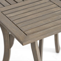 Olen Outdoor Dining Table, Slat Panel Top, 33 Inch, Brown Acacia Wood - BM327027