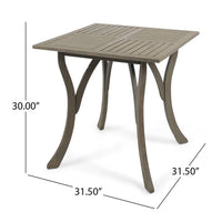 Olen Outdoor Dining Table, Slat Panel Top, 33 Inch, Brown Acacia Wood - BM327027