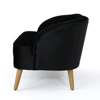 Loveseat, Channel Stitching, Tapered Wood Legs, 50 Inch, Black Velvet - BM327034