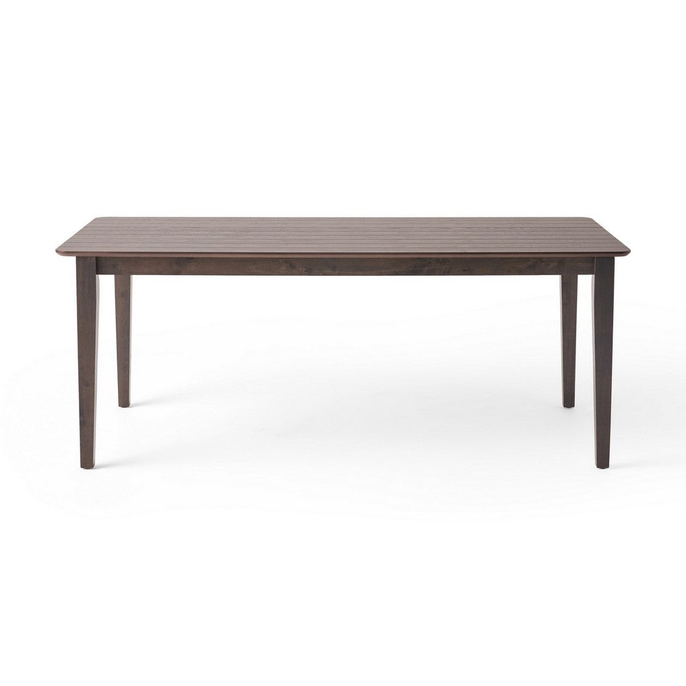 Dining Table, 76 Inch Rectangular, Curved Corners, Brown Rubberwood - BM327039