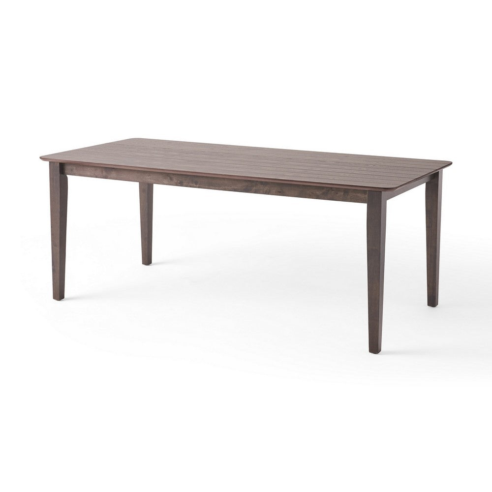 Dining Table, 76 Inch Rectangular, Curved Corners, Brown Rubberwood - BM327039