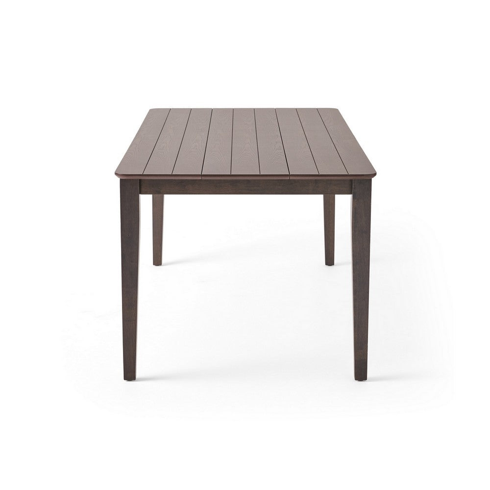 Dining Table, 76 Inch Rectangular, Curved Corners, Brown Rubberwood - BM327039