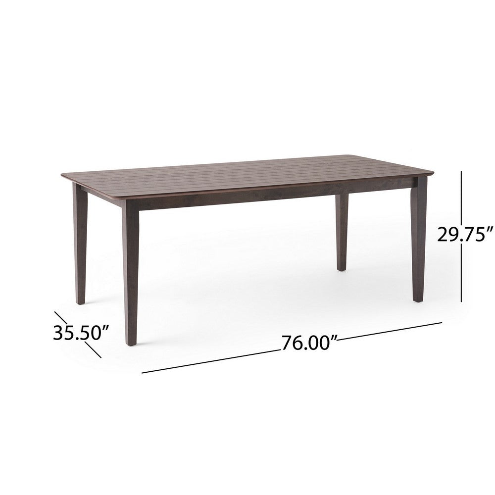 Dining Table, 76 Inch Rectangular, Curved Corners, Brown Rubberwood - BM327039