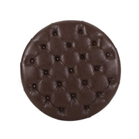 Kiam Ottoman, Shelf, Tufted Dark Brown Faux Leather, Wood 32 Inch - BM327067