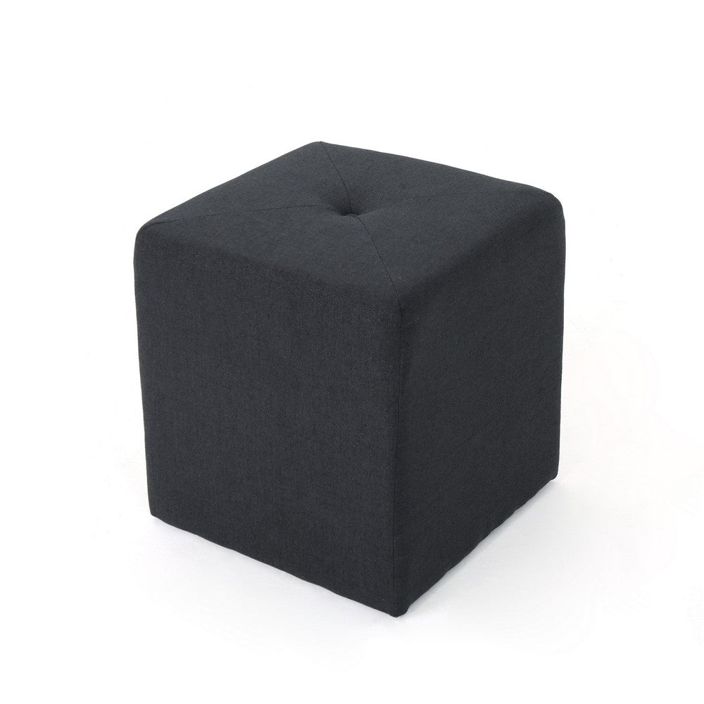 Liasa Footstool Ottoman, Charcoal Gray Fabric, Rubberwood, 17 Inch - BM327072